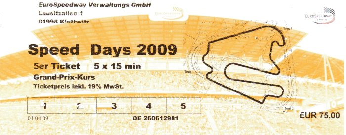 Speed Days 2009 - 5er Ticket [75,- EUR]